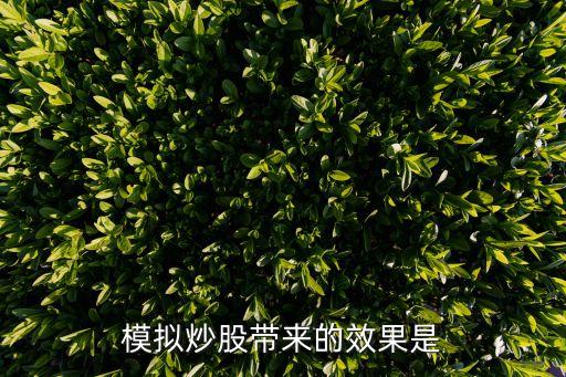 模拟炒股带来的效果是