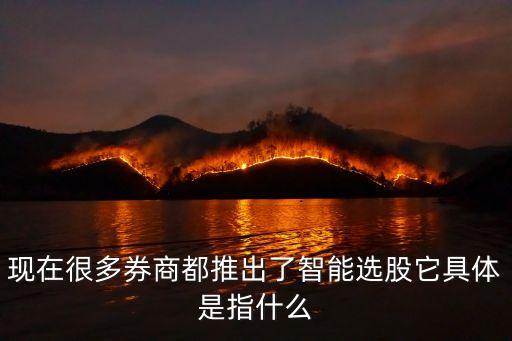现在很多券商都推出了智能选股它具体是指什么