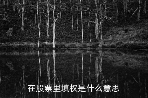 在股票里填权是什么意思