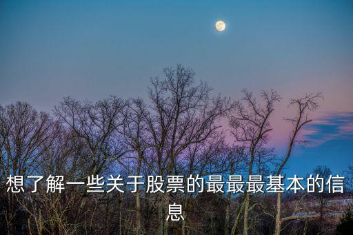股票的基础信息是什么信息，想了解一些关于股票的最最最基本的信息