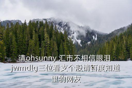 请ohsunny 汇市不相信眼泪 jwmdlg三位看支个股请百度知道里的网友