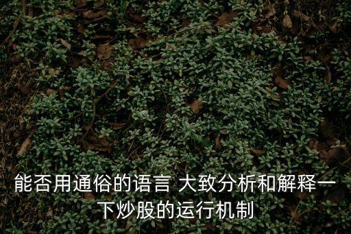 能否用通俗的语言 大致分析和解释一下炒股的运行机制