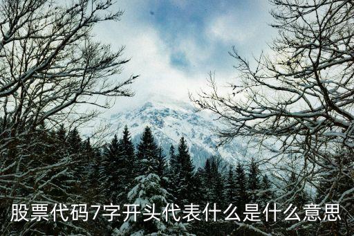 股票代码7字开头代表什么是什么意思