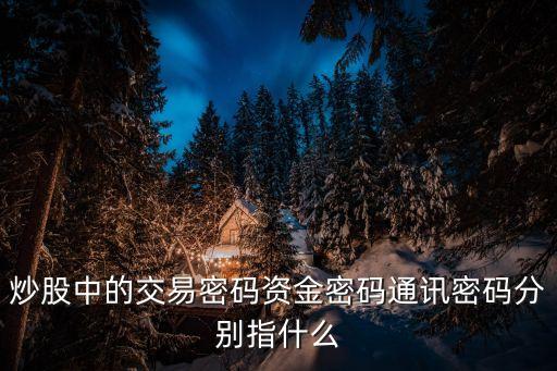 买股票的资金密码是什么，股市的资金密码是什么