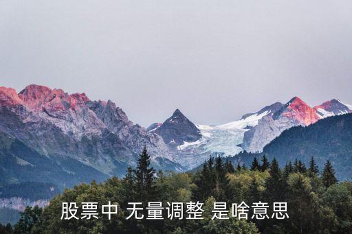 股票中 无量调整 是啥意思