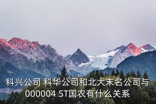 科兴公司 科华公司和北大末名公司与000004 ST国农有什么关系
