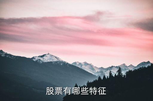 股票有哪些特征