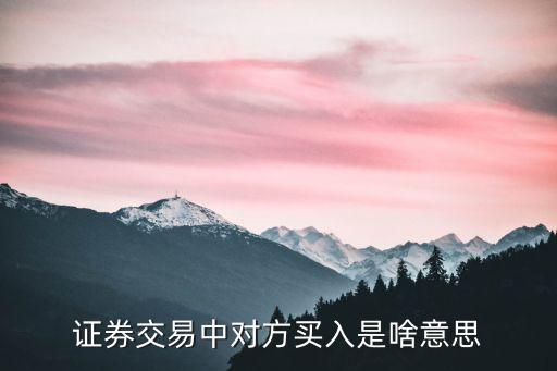证券交易中对方买入是啥意思