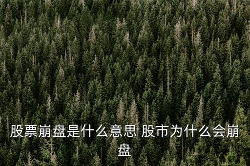 股票崩盘是什么意思 股市为什么会崩盘