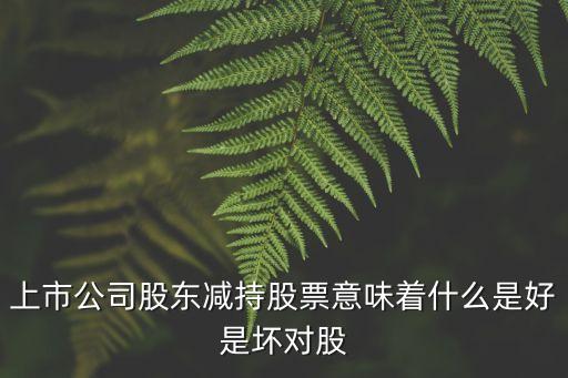 上市公司股东减持股票意味着什么是好是坏对股