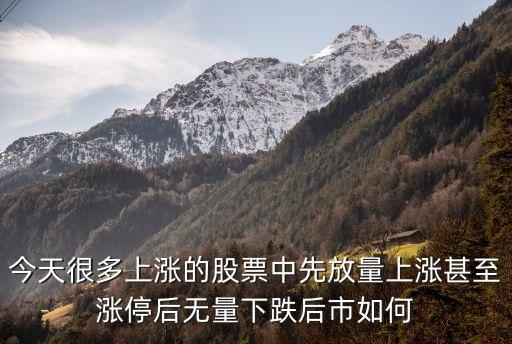 什么股票先放量，今天很多上涨的股票中先放量上涨甚至涨停后无量下跌后市如何