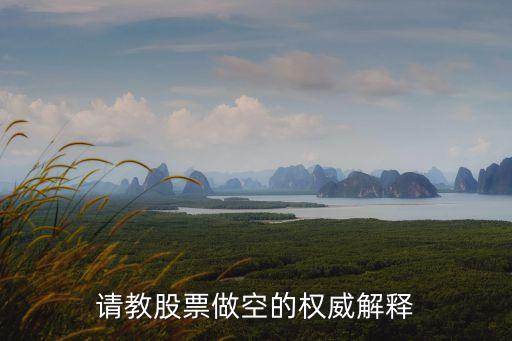 为什么股票要有人做空，请教股票做空的权威解释