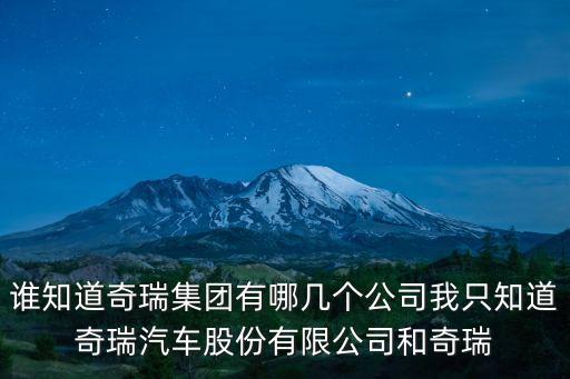 奇瑞有什么股票，奇瑞汽车股份有限公司