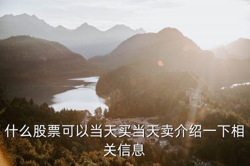 什么股票可以当天买当天卖介绍一下相关信息