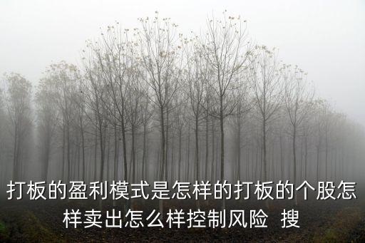 打板的盈利模式是怎样的打板的个股怎样卖出怎么样控制风险  搜