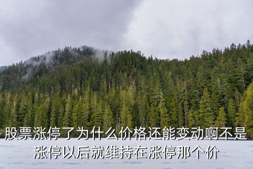 股票涨停了为什么价格还能变动啊不是涨停以后就维持在涨停那个价