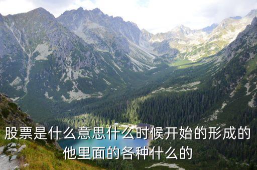 股票是什么意思什么时候开始的形成的他里面的各种什么的