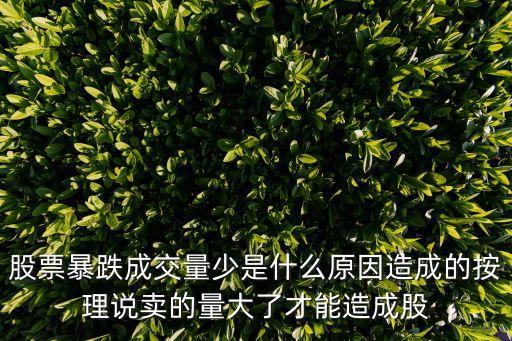 股票暴跌成交量少是什么原因造成的按理说卖的量大了才能造成股