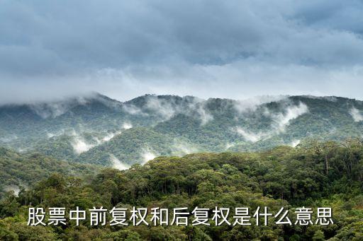 股票中前复权和后复权是什么意思