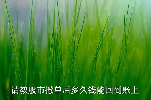 股票撤单的钱什么时候入账，股票撤单后显示己报撤单资金什么时候到账