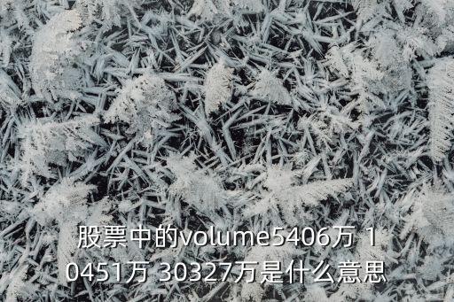 240万是什么概念股票，股票中的volume5406万 10451万 30327万是什么意思