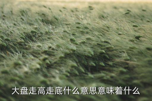 大盘走高走底什么意思意味着什么