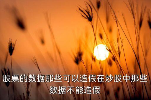 股票的数据那些可以造假在炒股中那些数据不能造假