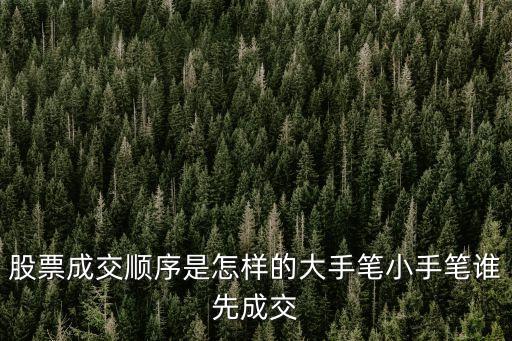 股票成交顺序是怎样的大手笔小手笔谁先成交