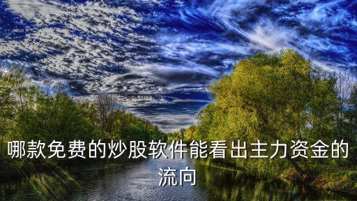 哪款免费的炒股软件能看出主力资金的流向