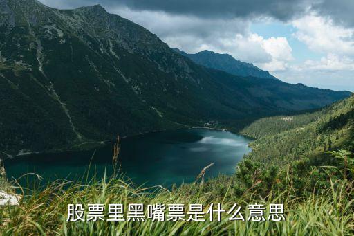股票里黑嘴票是什么意思