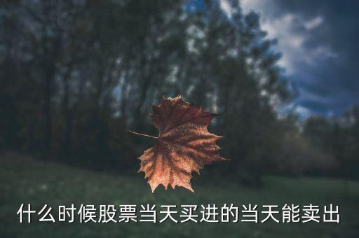 什么时候股票当天买进的当天能卖出