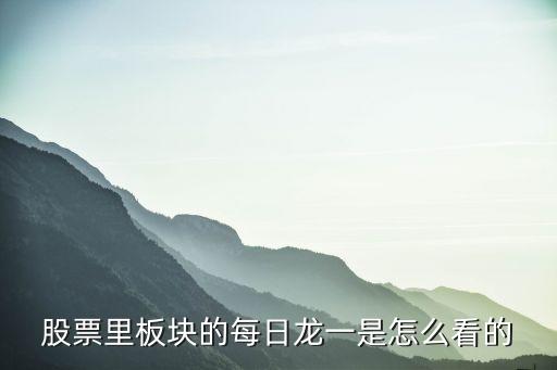 股票里板块的每日龙一是怎么看的