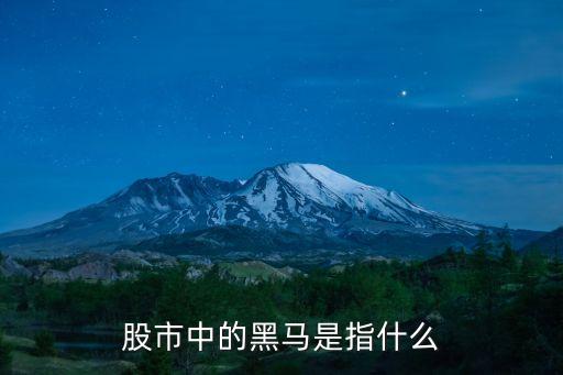 股市中的黑马是指什么