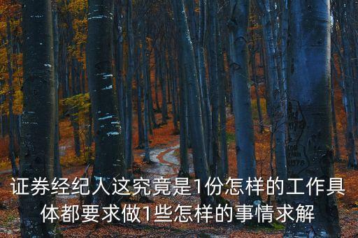 证券经纪人这究竟是1份怎样的工作具体都要求做1些怎样的事情求解