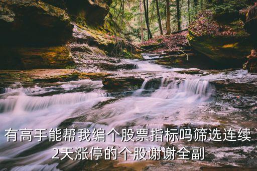 有高手能帮我编个股票指标吗筛选连续2天涨停的个股谢谢全副