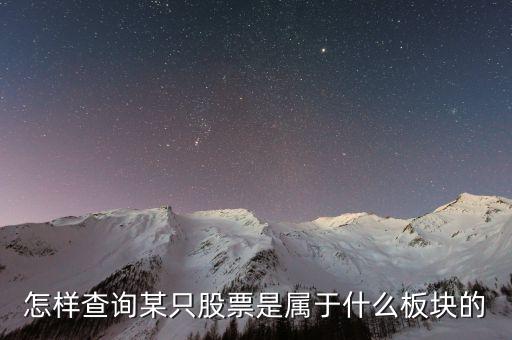 怎样查询某只股票是属于什么板块的