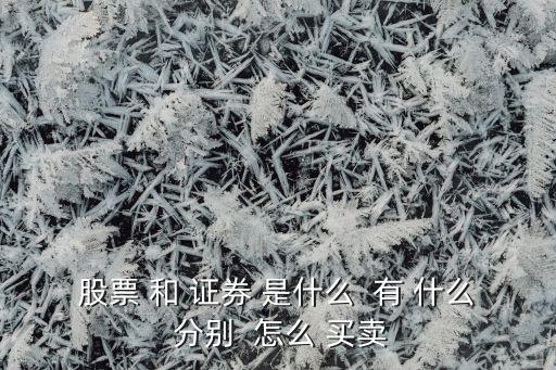 股票证券是什么意思，股票 和 证券 是什么  有 什么 分别  怎么 买卖