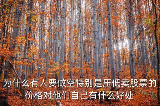 为什么有人要做空特别是压低卖股票的价格对他们自己有什么好处