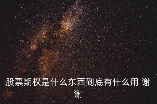 股票期权是什么东西到底有什么用 谢谢