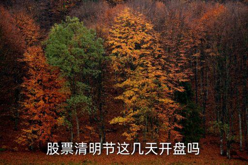 股票清明节这几天开盘吗