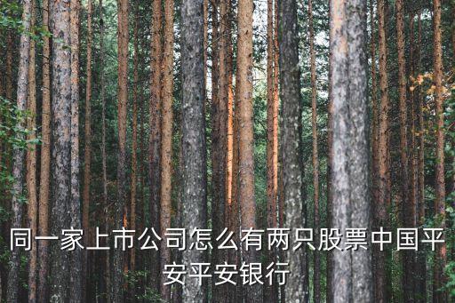 同一家上市公司怎么有两只股票中国平安平安银行