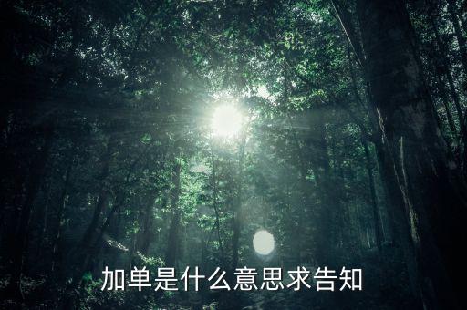 加单是什么意思求告知