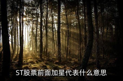 ST股票前面加星代表什么意思