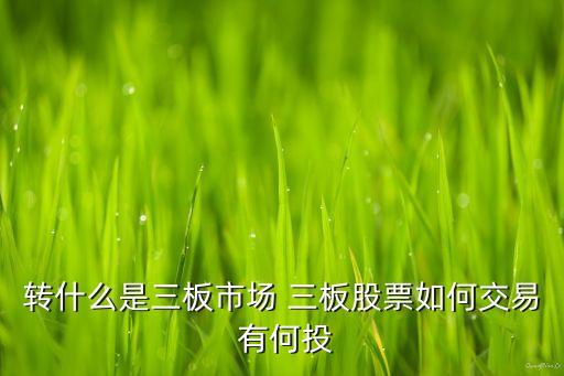 转什么是三板市场 三板股票如何交易 有何投