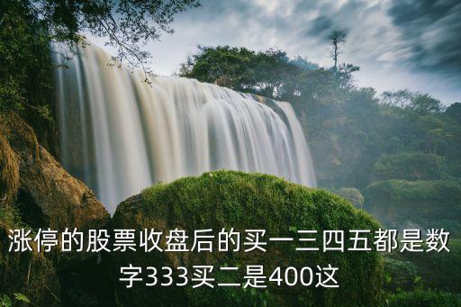 涨停的股票收盘后的买一三四五都是数字333买二是400这