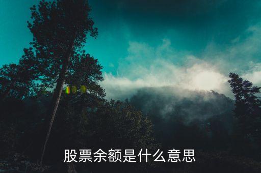 股票余额是什么意思