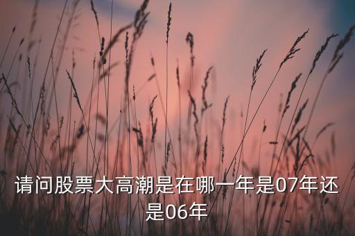请问股票大高潮是在哪一年是07年还是06年
